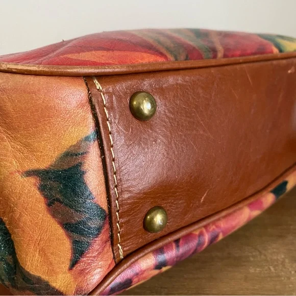 Patricia Nash Painted Floral Leather Satchel with Lock and Key - Picture 8 of 16